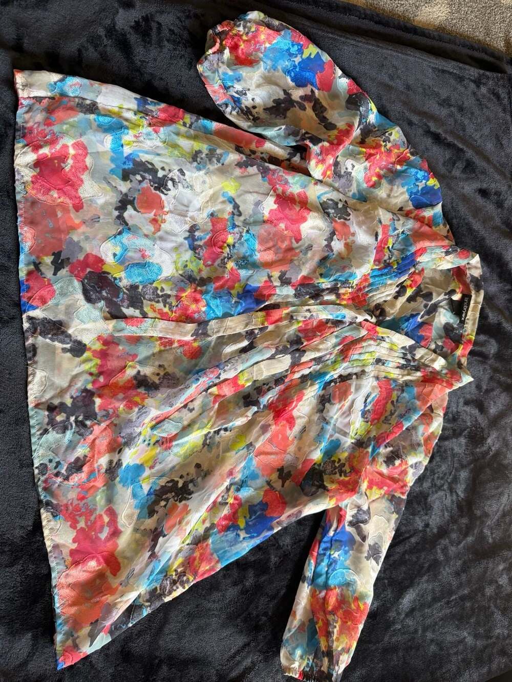 Lane Bryant Artsy Paint Splatter Sheer Blouse Top Size 14/16 Multicolor